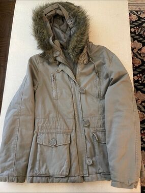 Vintage Jane Norman Girls Khaki Green Winter Jacket with hood